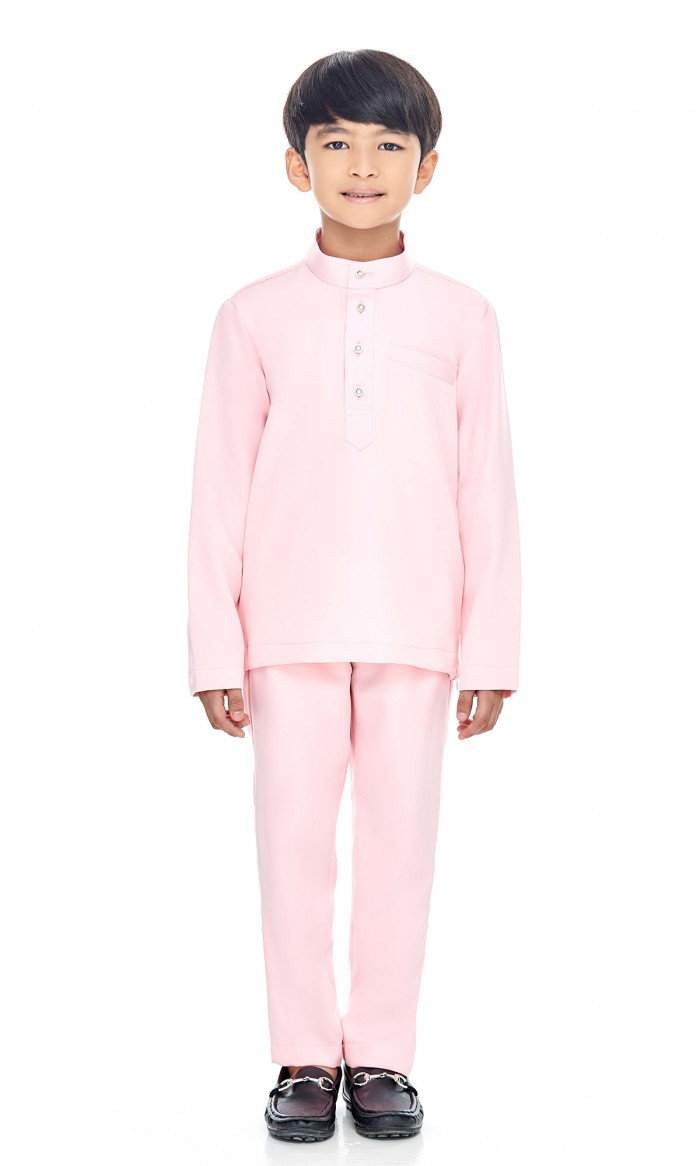 Malik Baju Melayu Kids in Soft Pink